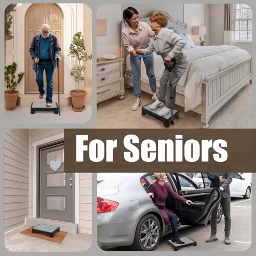CHIKILLA Adjustable Step Stool for Seniors 6-Leg Stability 3.4-5.4 Inch Gray