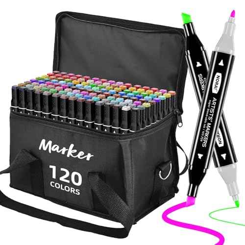 120 Alcohol Markers for Adult Coloring Books, Dual Tip Art Markers for Adults Coloring, Illustrations, Drawing, Sketching with Carrying Case