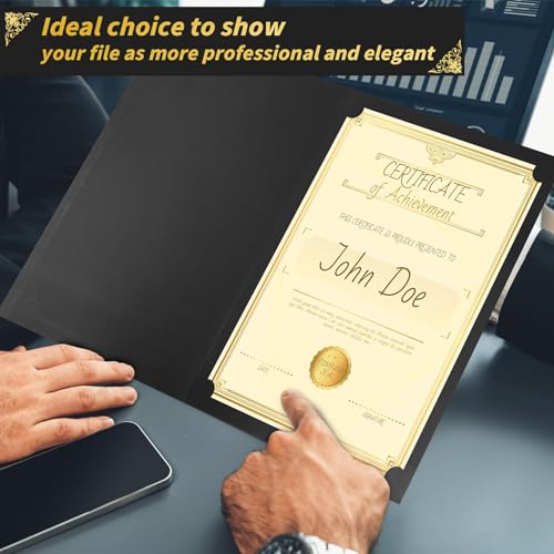 Oleitodh 50 Pack Black Certificate Holders 8.5x11 Diploma Covers | Foldable 250gsm