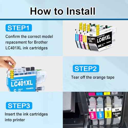 High Yield LC401XL Ink Cartridges Compatible for Brother LC401 Cartridges Work with Brother MFC-J1010DW MFC-J1012DW MFC-J1170DW MFC-J1800DW, 8 Pack