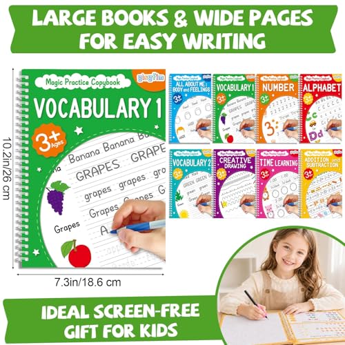 Colorful Reusable Handwriting Practice Books for Kids 3-10 with Disappearing Ink
