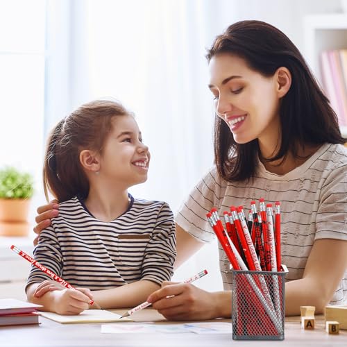 Tenceur 240 Pcs Red Ribbon Week Pencils Bulk Red Ribbon Awareness Month Supplies 12 Designs Drug Free Pencils with Erasers for Teacher Office Supplies Volunteer Fundraising Charity Activity