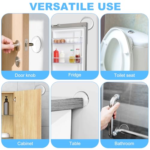 JZWBLILY Clear 2-Inch Wall Door Knob Protectors 6 Pack Self-Adhesive Door Wall Bumpers