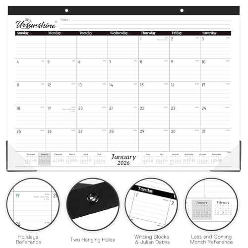 2026 Desk Calendar - Monthly Desk Calendar 2026, Jan 2026 - Dec 2026, 17" x 12", Desk/Wall Calendar 2-in-1 with Notes, Corner Protector, Ruled Blocks - Standard