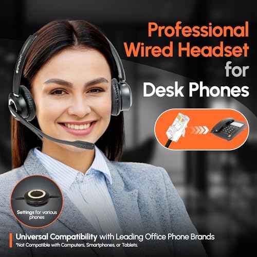 Spracht Zum RJ9 Dual Ear Wired Headset for Desktop Phones | Universal Telephone Headsets for Office Telephones | Works with Polycom Digium Nortel Yealink Grandstream Cisco