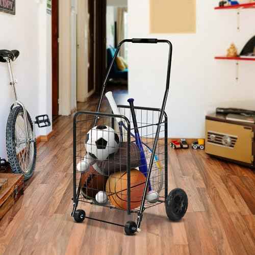 DWVO Folding Shopping Cart with Wheels, Rolling Foldable Grocery Cart for Seniors, Portable Collapsible Utility Cart for Shopping Groceries Laundry Stair Climbing Storage