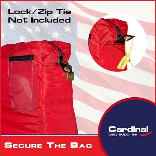 Interoffice Transit Mailer, 18" x 14" x 4" Expandable Pouch, Grommet for Padlock/Zip-Tie, Label Window, Reusable Mail Bag, Sack for Documents, Envelope (Red)