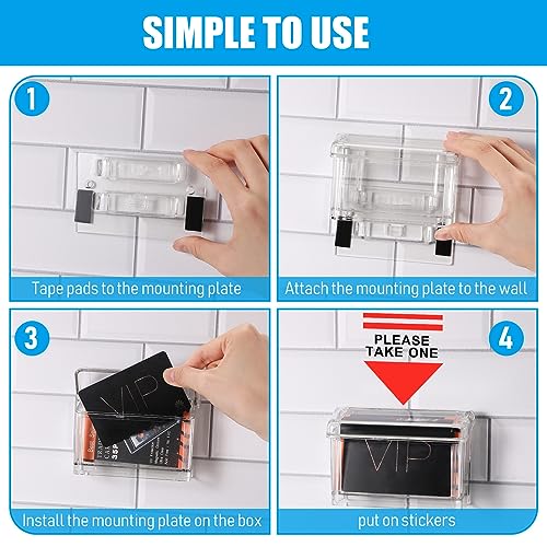 Crtiin 12 Pcs Outdoor Business Card Holder Clear Waterproof Acrylic Business Card Holder Wall Mount for Car with Take One Sticker for Office Store Trucks Wall, 4.25 x 1.46 x 2.87 Inch