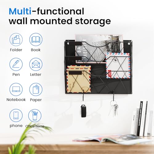 Patvingot Magnetic File Holder Wall Organizer 3-Tier No-Drill Desk Storage