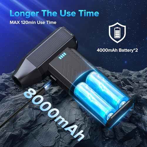 Compressed Air Duster, 8000mAh 130,000 RPM Keyboard Cleaner, Replace Compressed air can, Computer Accessories for Outdoors, PC, Electronics, Snow and Car Dust Off(Deep Black)