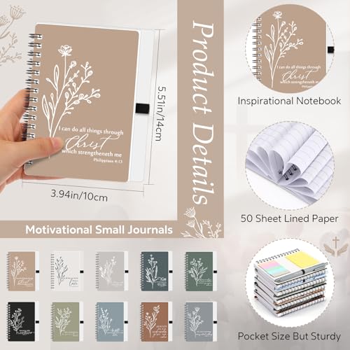 Kosiz 30 Sets Christian Gift Bulk Includes Bible Scripture Spiral Notebook with Sticky Notes Ballpoint Pen Religious Church Prayer Journals for Sunday School Pastor Women Clergy Gift (Morandi Color)