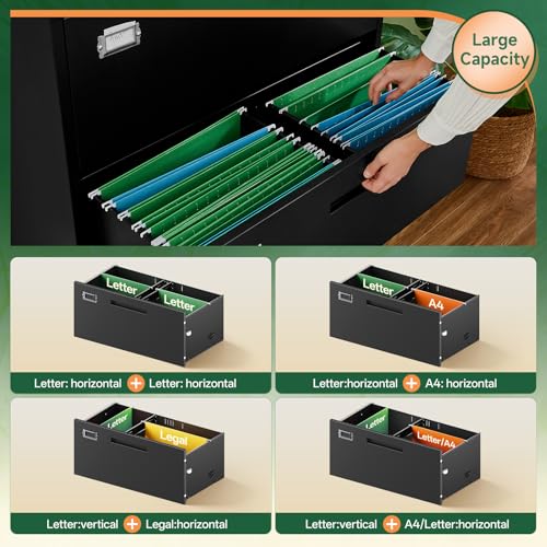 Letaya 2 Drawer File Cabinet with Lock,Metal Lateral Filing for Home