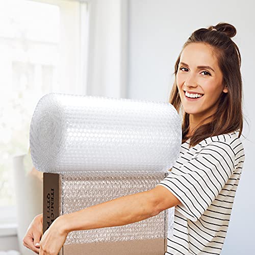 Sumono Bubble Cushion Wrap Roll 12in x 36ft (2 Rolls, 72ft Total) with Fragile Stickers