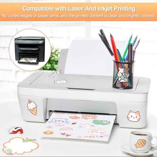 Printable Sticker Paper for Inkjet Printer, 40 Sheets 8.5"x11'' Matte Sticker Printer Paper Full Sheet Labels for Laser/Inkjet Printers, Letter Size
