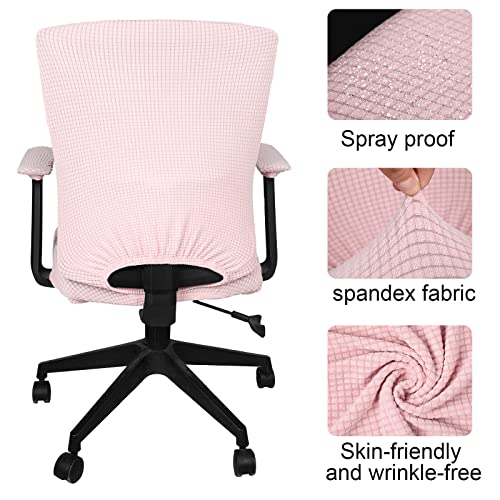 XL Pale Pink Stretch Office Chair Cover Set with Armrest Pads - 4 Pieces