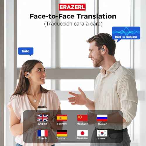 ERAZER XP6 AI Translation Earbuds Real Time, 134 Language Translator Earbuds for iPhone and Android 3-in-1 Bluetooth 5.4 Translation Headphones Translating Device for Travel Business Learning