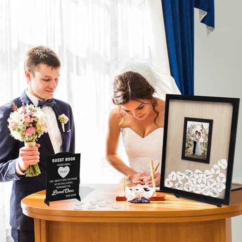 Wedding Guest Book Alternative, Guest Book Wedding Reception, Wedding Guest Book with Wooden Hearts Guest Book Signs for Wedding Anniversary Birthday Party Baby Shower