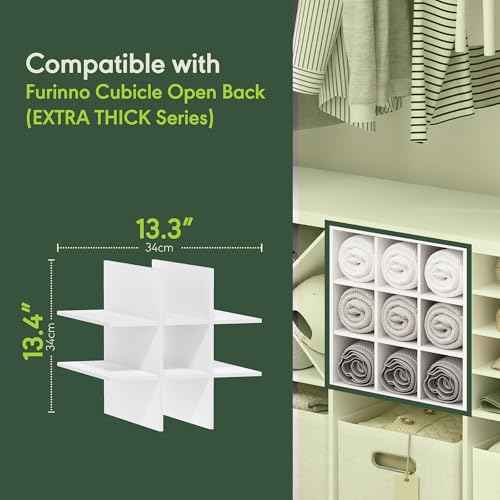 Furinno Cubicle Cube Insert, 9-Compartment Cube Organizer, Fits into Extra Thick Cubes, for Organizers and Storage, White (Does not fit IKEA Kallax Shelving)