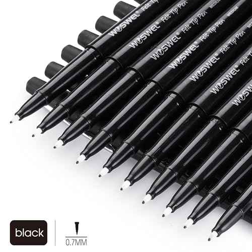 Black Felt Tip Pens, 32 Black Pens, 0.7mm Medium Point Felt Pens, Felt Tip Markers Pens for Journaling, Note Taking, Planner, Writing,Drawing.Perfect for Art Office and School Supplies