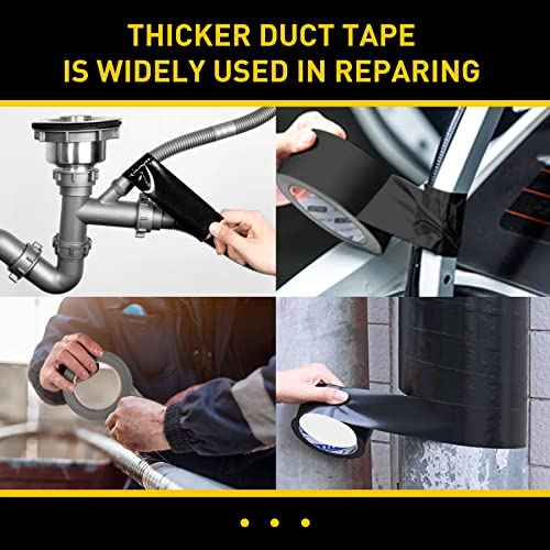 Lichamp 6 Rolls Heavy Duty Thicker Black Duct Tapes, 17 mil No Residue Duct Tape for Packaging Taping Sealing Repairing Tying, Wide Tape for DIY or Commercial Use, 2 Inches x 25 Yards, B206BK