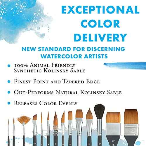 Princeton Aqua Elite, Series 4850, Synthetic Kolinsky Watercolor Paint Brush,Quill, 6