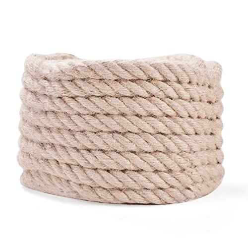 Jute Rope - Twisted Manila Ropes Natural Thick Hemp Rope Multipurpose for Indoor and Outdoor Use, for Docks, Railings, DIY Projects, Home Decorating, Climbing (3/4 inch x 100 Feet)