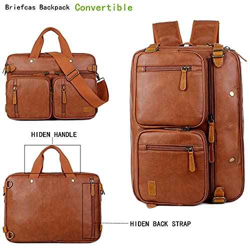 Men Vegan Leather Briefcase Backpack Hybrid 17 Inch Laptop Bag Case Business Messenger bag HB-22
