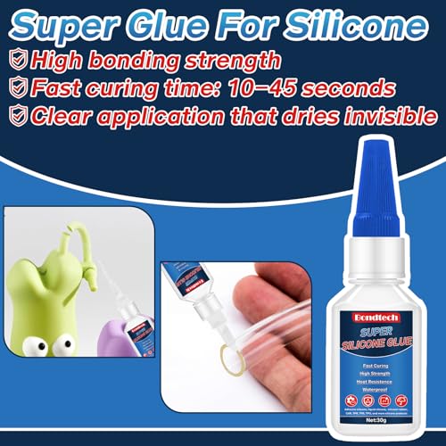 Bondtech Clear Silicone Glue 30g - Instant Bond for Silicone, Rubber, TPU & More (Anti-Clog Cap) 1 Pack