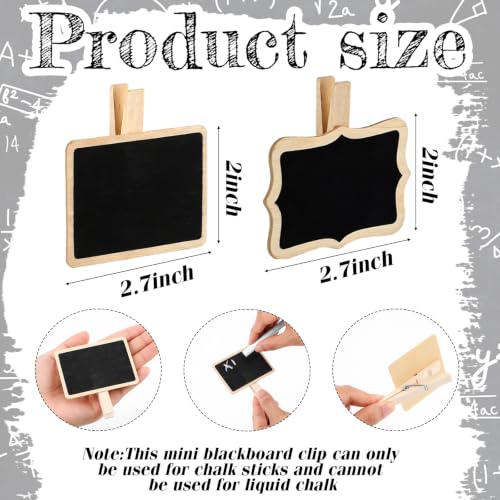 30 Pcs Mini Chalkboard Signs with Wooden Clips - Rectangular Scalloped Edges
