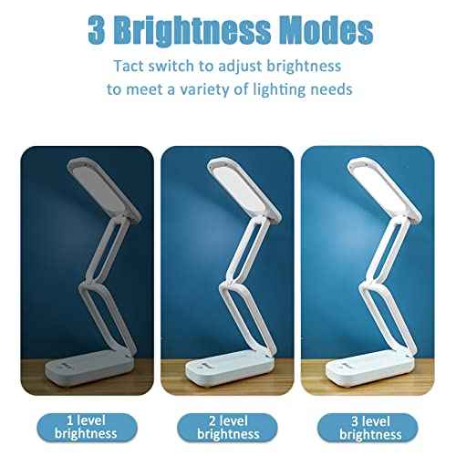 keeda Solar Foldable Desk Lamp, Portable Dimmable LED Reading Lamp with Solar & USB Charging Port for Student Bedside Night Light Cordless Table lamp for Office, Bedroom, Travel, Emergency (Blue)