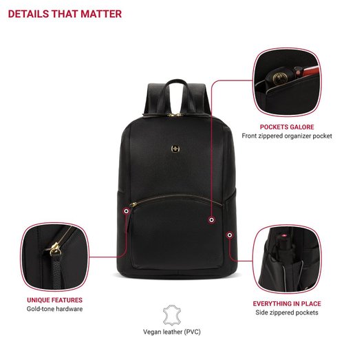 SwissGear Serenity Luxe Women's Laptop Backpack, Black, 16 Inches