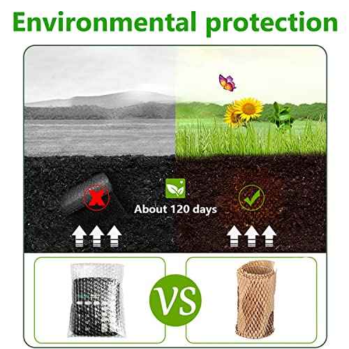 Honeycomb Packing Paper, 12" x 400' Honeycomb Cushioning Wrap Roll for Moving Shipping Packaging Gifts, Recyclable Honeycomb Paper Bubble Paper Wrapping with 20 Fragile Sticker Labels