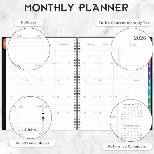 2026 Planner- 2026 Weekly and Monthly Planner, A4(8.9" x 11.2"), Jan. 2026 - Dec. 2026, Storage Pocket, Daily Agenda Book, College Organizer Notebook, Teacher Student Planning Book with Tabs, Enterprise