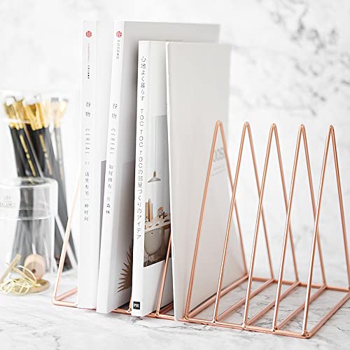 Sooyee 9 Slot Metal Record Holder Storage Rack Rose Gold