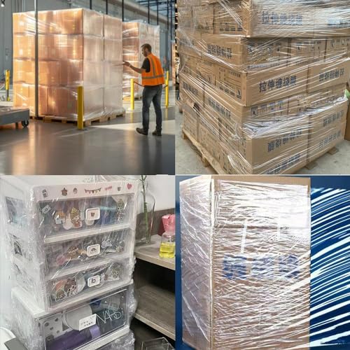 CHUANGSEED Stretch Film 12 in x 1000 ft Moving Wrapping Plastic Shrink Film Strength Stretch 80 Gauge Durable Industrial Strength,Clear,4 Pack