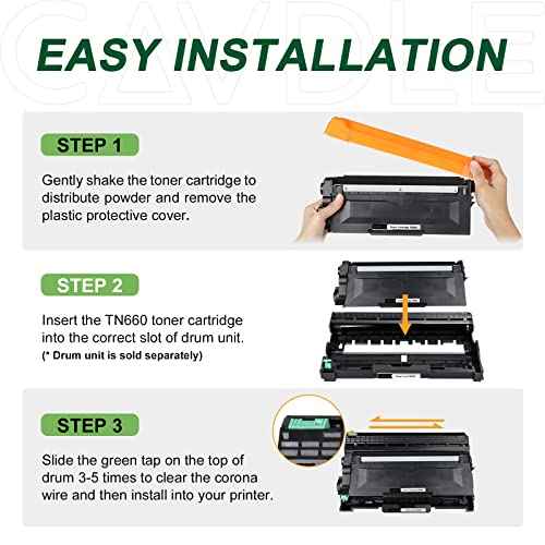 Compatible 2PK TN660 Toner Cartridge Replacement for Brother TN660 TN630 Toner Cartridge Black for Brother HL-L2300D HL-L2320D HL-L2340DW HL-L2360DW HL-L2380DW MFC-L2720DW DCP-L2540DW
