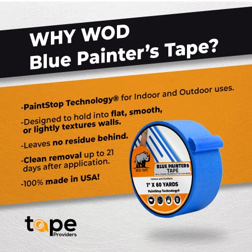 Made in USA Blue Painter¡¯s Tape - 3 inch x 60 yds. (4 Pack) Thick & Wide Masking Tape for Safe Wall Painting, Building, Remodeling, Labeling, Edge Finishing