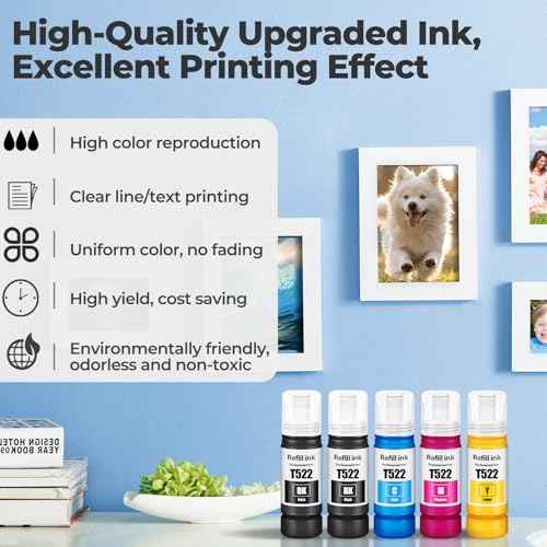 522 Ink Refill Bottles ET-2800 ET-4800 ET-2400 ET-2803 T522 Ink Refill Bottles Compatible for 2800 ET 2800 ET 4800 ET 2400 ET2800 ET4800 ET2400 ET2803 ET-2720 ET-4700 ET-4810 ET-2840 Printer