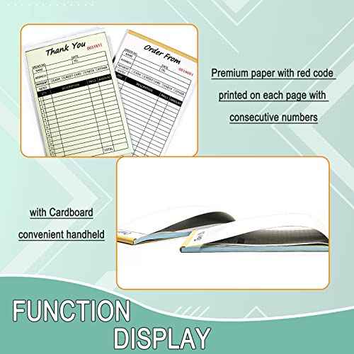 Receipt Book with Cardboard 2-Part Carbonless, Order Forms for Small Business