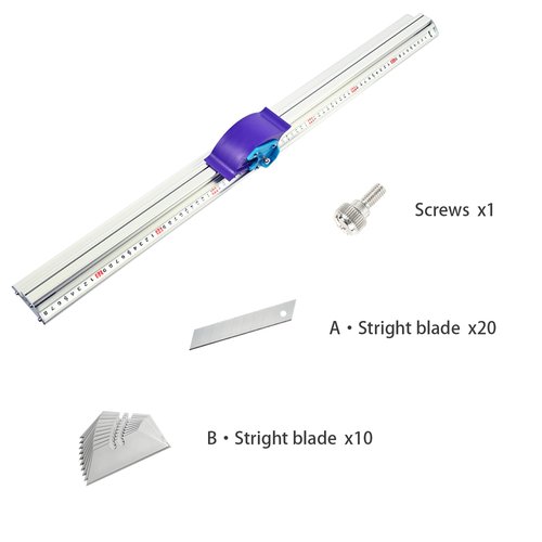 Xikopus Manual Sliding KT Board Paper Trimmer Cutting Ruler with 27 1/2" Metal Straight Edge Ruler, Suitable for Photo Paper and PVC PET Cutter, 30 Blades