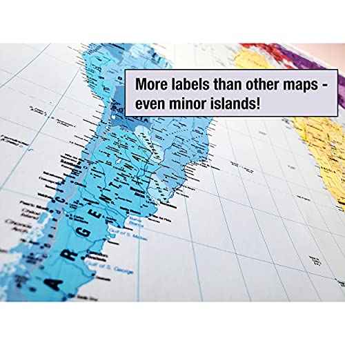 Updated Peters Projection World Map | Laminated 36" x 24¡± Map | Developed by Arno Peters | Most Proportionally-Accurate Land Mass Depiction | Country Size & Scale is True, Unlike Most Maps | Major Countries, Cities, & Bodies of Water Labeled