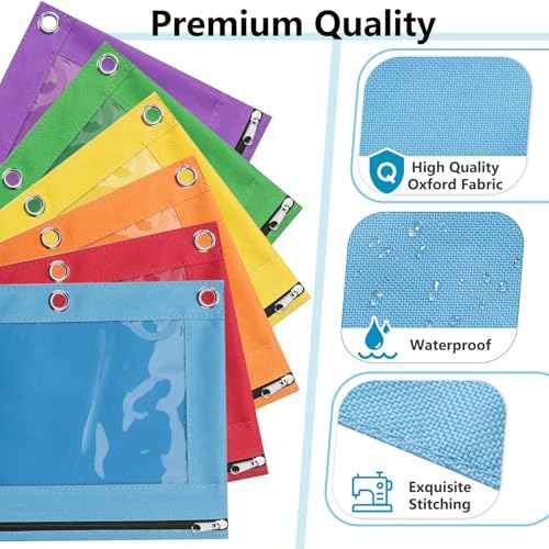 Forvencer Pencil Pouch for 3 Ring Binder, Large Pencil Case Pouch with 3 Reinforced Grommets, Pen Bag, Clear Window Pencil Case, Binder Accessories, Black