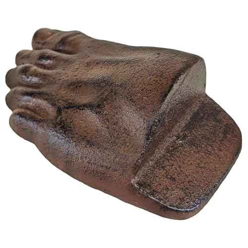 Lulu Decor, Heavy Cast Iron Foot Door Stopper with Realistic Brown Finish, Funny Doorstop with Anti-Slip Rubber and No Scratches (5.8 lb)