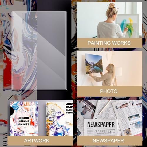Henoyso 12 Pcs Poster Protector Sleeve 16 x 20 Inch Clear Rigid Print Plastic Protectors Sheet Heavy Duty Crystal Frame Holder for Magazine Photo Paper Poster Prints