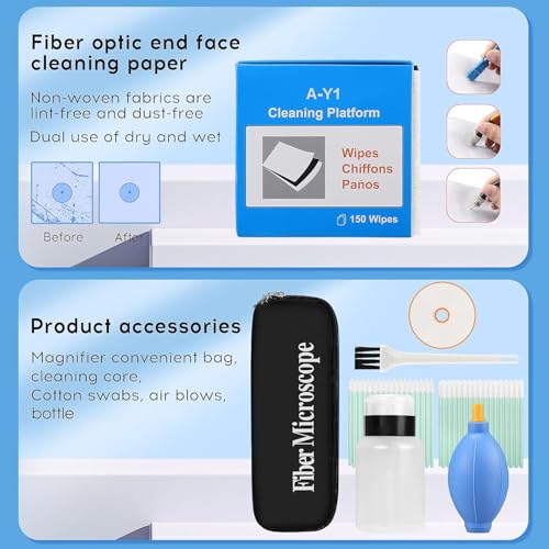 Fiber Optic Cleaning Kit with Microscope, SC/LC Pen & Replacement Cores
