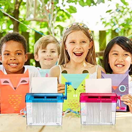 2 Pcs Manual Paper Shredder Mini Hand Shredder Portable Shredder A6 Documents Paper Cutting Tool Mini Cutting Machine Small Desktop Stationery Paper Cutter with 1.5L Basket for Office School Home