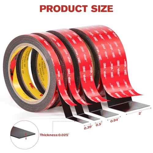 Double Sided Tape Heavy Duty 3M VHB, 0.39" x 10 ft, Strong Adhesive Waterproof Mounting Tape for Automotive, LED Strip Lights, DIY Home Decor