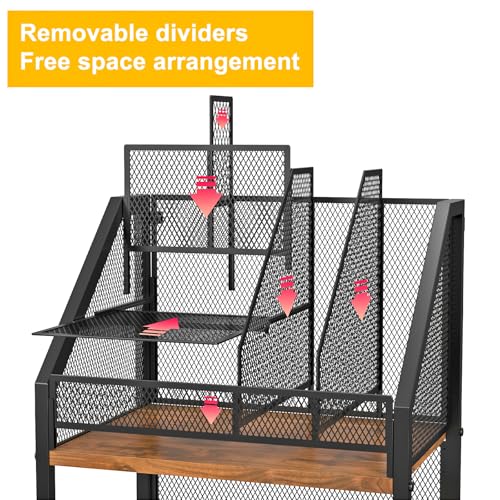 Rolling File Cart with 2 Storage Drawers Multipurpose Book Letter Organizer Carts with Lockable Wheels Wood&Mesh Rolling File Organizer Space-Saving Cart for Office Supplies