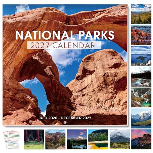National Parks Wall Calendar 2026-2027 - 18-Month Landscape Planner with Stickers, 12x24 Opened