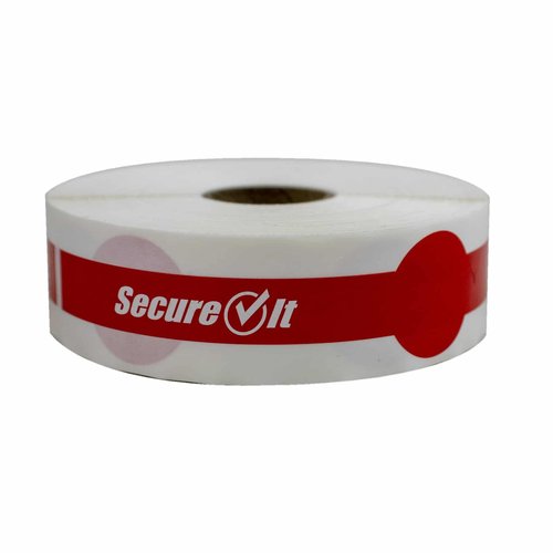 National Checking Company secureit tamper evident food container seals, 1" x 7", red, paper, 250/roll, 2 rolls/pack